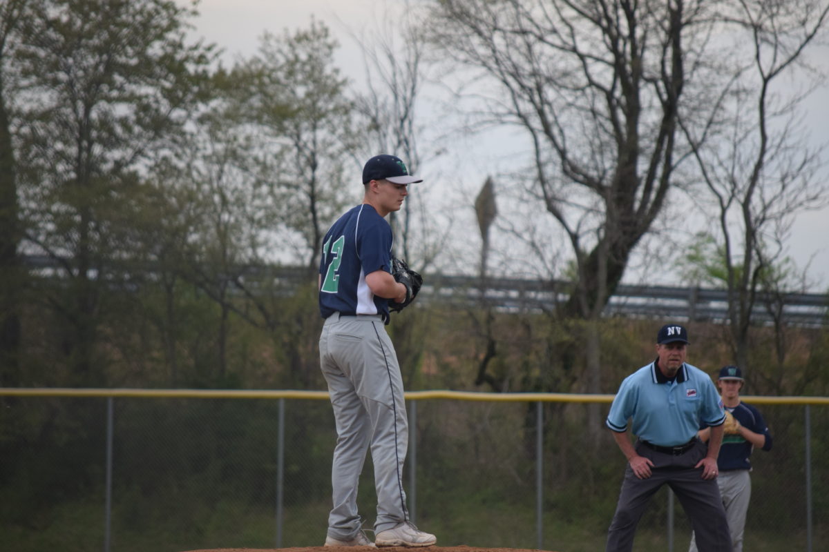 Woodgrove senior Austin Rader looked solid through six innings of work in the Wolverines, 9-3, win over Heritage on April 22. Photo by Dylan Gotimer.