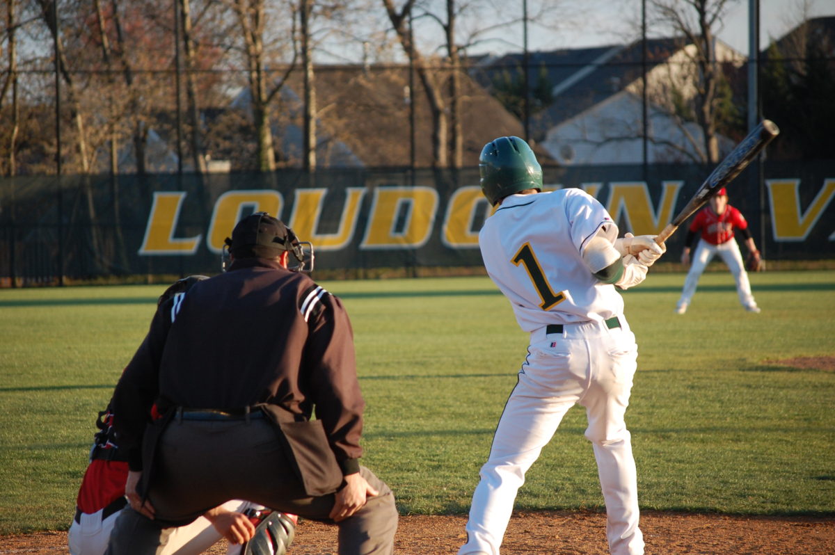 Loudoun Valley senior outfielder Connor Reed smacked a double into the right center gap in the fourth inning, but was thrown out trying to stretch it into a triple. Photo by Dylan Gotimer.