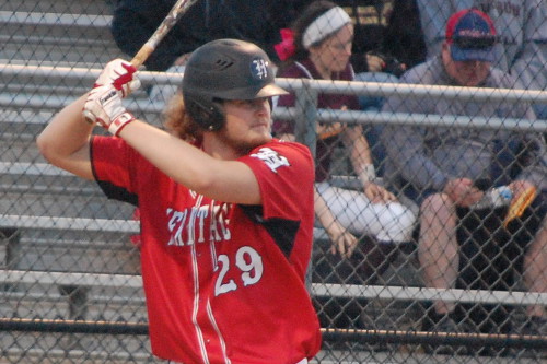 Heritage senior Brent Smith went 2-for-3 driving in the game's only runs to lift the Pride past the Vikings. Photo by Dylan Gotimer.