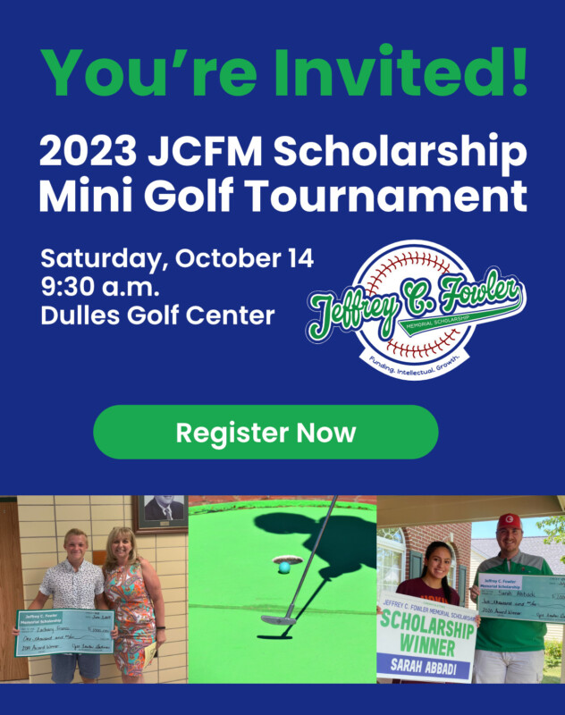 You're Invited to the 2023 JCFM Scholarship Mini Golf Tournament Saturday, October 14 at 9:30 a.m. at Dulles Golf Center, Register Now!
